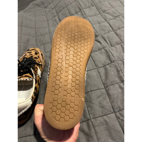 Dolce Vita Leopard Calf Hair Sneakers Tan Black White Leather 0537B Womens 8-9 - Picture 9 of 10